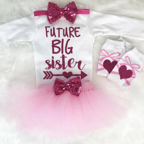Custom Big sister reveal birthday Newborn infant bodysuit onepiece bloomer leggings romper Outfit Sets baby shower party favors