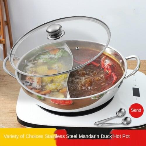 Two-Flavor Hot Pot Household Hot Pot Thickened Induction Cooking Special Pot Stainless Steel Soup Hot Pot Clear Soup Boiler