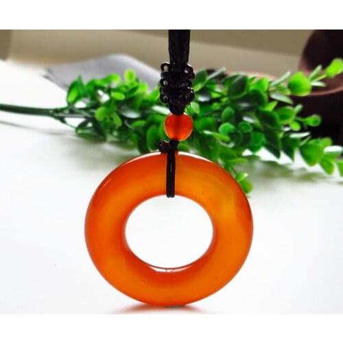 Red Agate Chalcedony Peace buckle Pendant Jewelry Lucky Safe Auspicious Amulet Sweater chain Pendant Jade Fine Jewelry