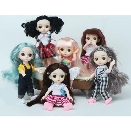 Cute Kawaii 16cm Baby Girl Doll + Clothes + Shoes 13 Moveable Jointed Mini BJD Dolls for Girls Birthday Christmas Toy