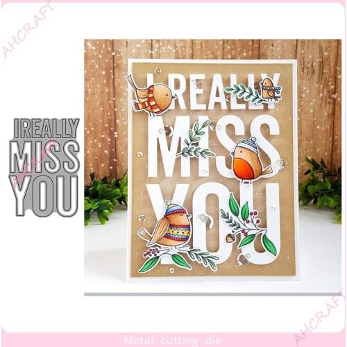 MISS YOU words Metal Cutting Dies for DIY Scrapbooking Photo Album Decorative Embossing PaperCard Crafts Die2021