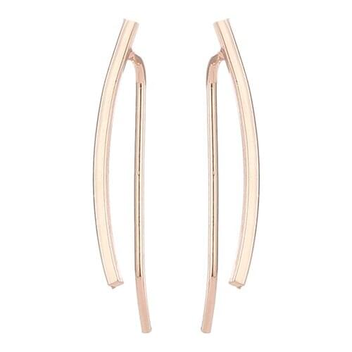 Minimal Matt Black Gold Silver Plated Two Wearing Ways Geometric Line Design Stud Earrings for Women
