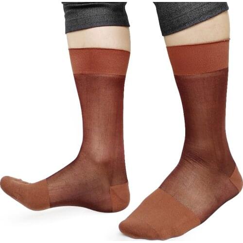 Mens Nylon Silk Socks Thin Sheer Softy Sexy Formal Dress Suit Socks For Gentlemen Supper quality Coffee Male Hose socks