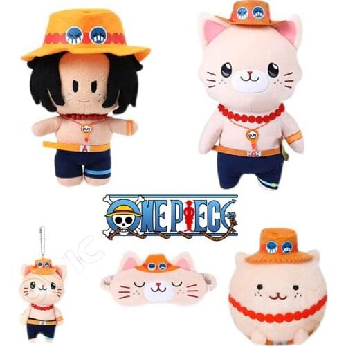 Stuffed Ace Anime One Piece Movic Portcas D. Ace Doll Plush Pendant Collectible Gift Toys For Children Adult Bag Ring Cute Decor