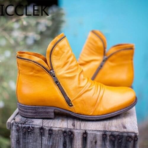 2020 New Fashion Ankle Boots Women Autumn Winter Zipper Short Boots Vintage Punk Boots Shoes Ladies Shoes for Women A113