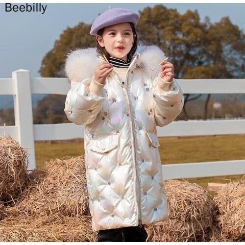 2021 New Fashion Russian Winter Down Jacket for Girls Long Warm Thicken Coat Snowsuit Kids Clothes Waterproof Parka 5-12 Years