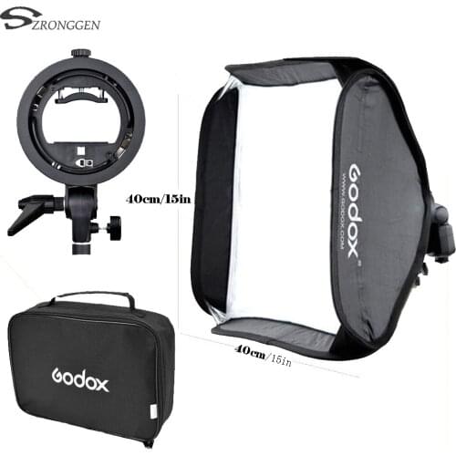 New Godox 40 * 40cm / 15" * 15" Pro Studio Photo Flash Speedlite Light Softbox Diffuser Umbrella with S-type Bracket