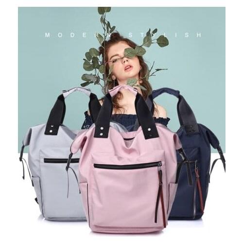 CANIS Women Girls Solid Nylon Backpack Rucksack Zipper Satchel Laptop Shoulder School Bag Satchel Travel