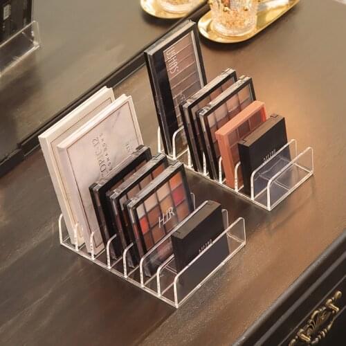 Eyeshadow Palette Organizer Powder Cake Storage Box Makeup Tools Holder Compartment Transparent Plastic Desktop Storage