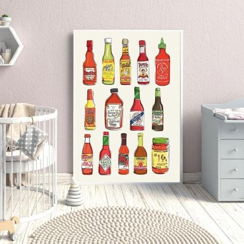 Hot Sauce Poster Kitchen Food Canvas Painting Color Wall Art Prints Minimalism Pictures For Living Room On The Wall Home Decor