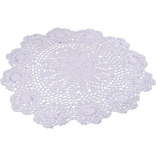 Handmade Crochet Lace Doily Pure Cotton Table Placemat Round Flower Coaster Mat Floral Pattern Diameter 45.4 cm