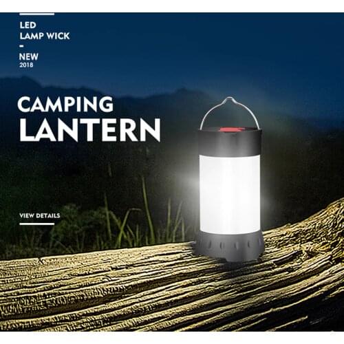 Magnetic Portable White Red Camping Lantern 5 Level Brightness Hanging Tent usb rechargeable Emergency Flashlight+18650 Battery
