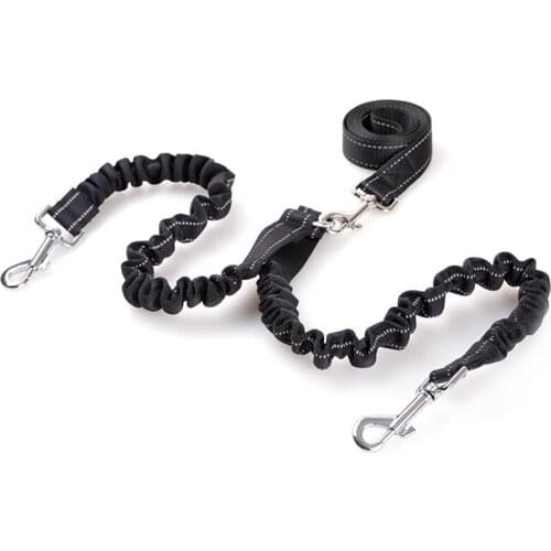Durable Double-Headed Pet Dog Leash For Large Medium And Small Dog Leashs Retractable Cushioning Separable Black Nylon Leash
