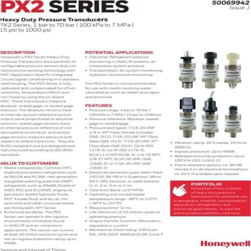 PX2CG1XX010BSCHX PX2CG1XX010BACHX Industrial Pressure Sensors PX Pressure