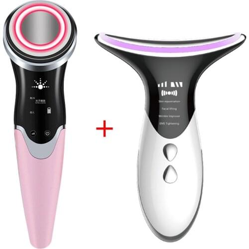RF&EMS Beauty instrument LED Photon Therapy Facial Neck Lifting Tightening Face Massager Anti Wrinkle Vibration Skin Care Tool