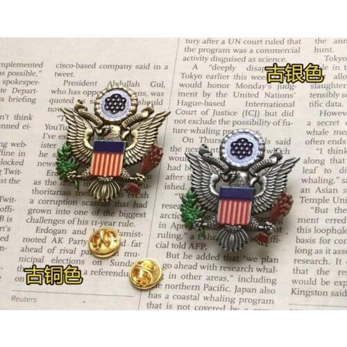 Luxury US Flag Eagle Motorcycle Club Badge Eagle Wing Biker Brooches For clothes Hat Retro Metal Collar Pin Brooch