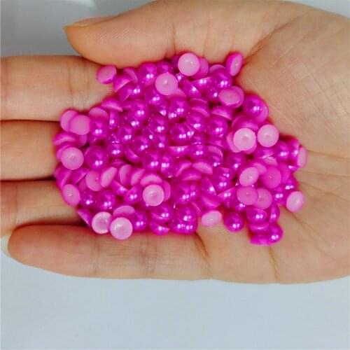 Rose Red Half Round Pearl Rhinestone Crystal Non Hotfix Flat Back Rhinestones Trim Accessories for Nail Art Rhinestones