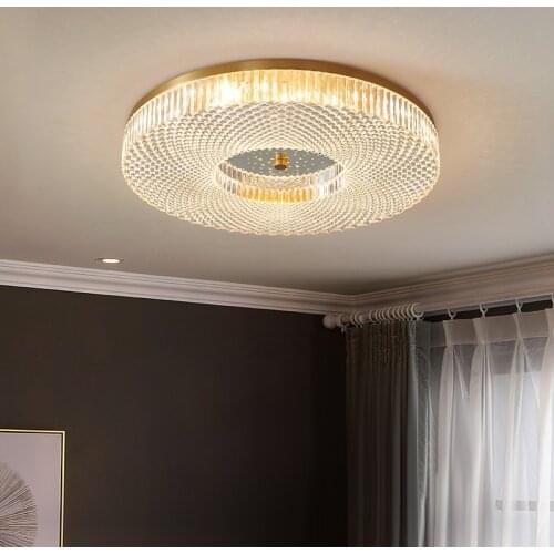 Bedroom Ceiling Lamp All Copper Luxury Round Room Master Bedroom Light Luxury Ultra-thin American Warm Light Fixtures