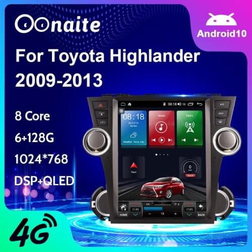 Tesla Style Android 10 GPS Navigation DVD Player For Toyota Highlander 2009-2013 Car Auto Radio Stereo Multimedia Unit Player