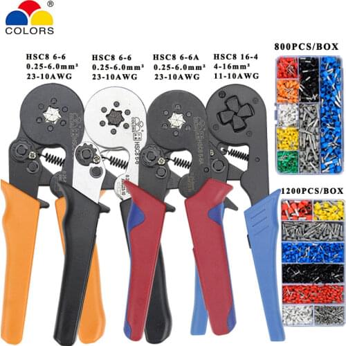 Tubular terminal crimping tools mini electrical pliers HSC8 10S 0.25-10mm2 23-7AWG 6-4A/6-6A 0.25-6mm2 high precision clamp sets