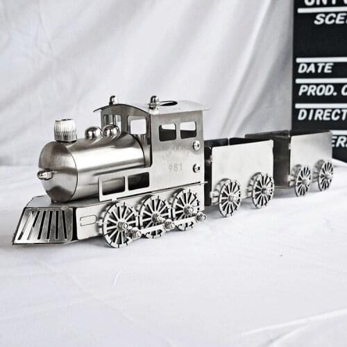 Home decoration stainless steel simulation steam car coal car train leather car carriage Moses SMG locomotive holiday gift
