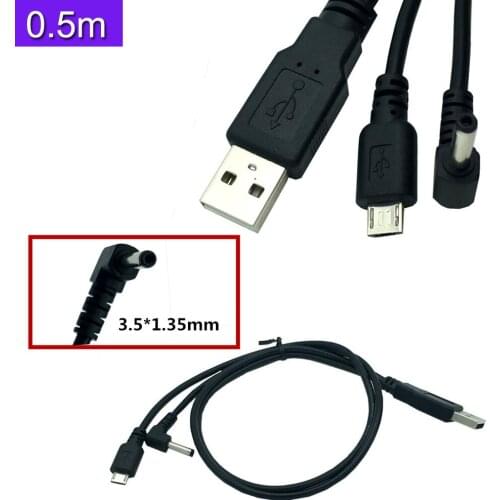 USB 2.0 A male to micro 5P Male + power DC35*135mm Data Y Cable 50cm