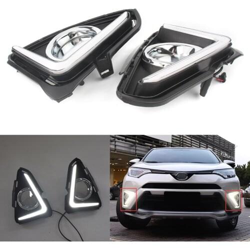 For Toyota RAV4 2016 2017 2018 Auto Car DRL Auxiliary White LED Daytime Running Light Fog Lamp Foglamp