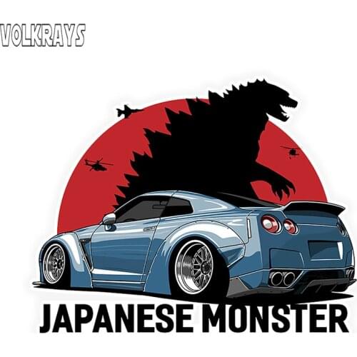 Volkrays Funny Car Sticker Japanese Monster Stickers Styling Waterproof Sunscreen Creative Decal Accessories PVC,15cm*11cm