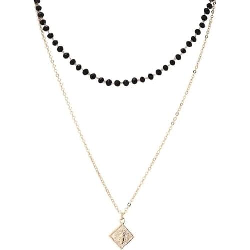 New Fashion Retro Geometric Pendant Collar Double chains leather simple choker Heart necklace gift for women girl 137480