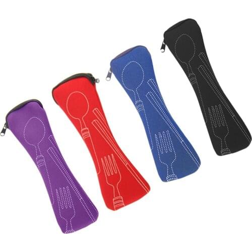 1Pcs Tableware Box Portable Camping Outdoor Cutlery Storage Case With Zipper Students Household Utensils Dinnerware Bag