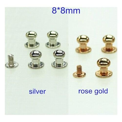 2 Colors available Screw Rivet Stud 8*8mm Silver Color or Rose Gold Color - 50 Sets DIY Rivet For Leather Crafts - Free Shipping