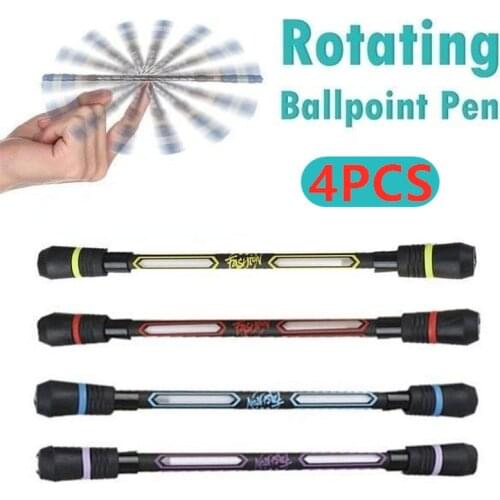 4PCS Writing Pen Spinner Toy Adult Kids Antistress Spinning Pen Plastic Spiner Pen Stress Reliever Anti-slip Hand Spinner