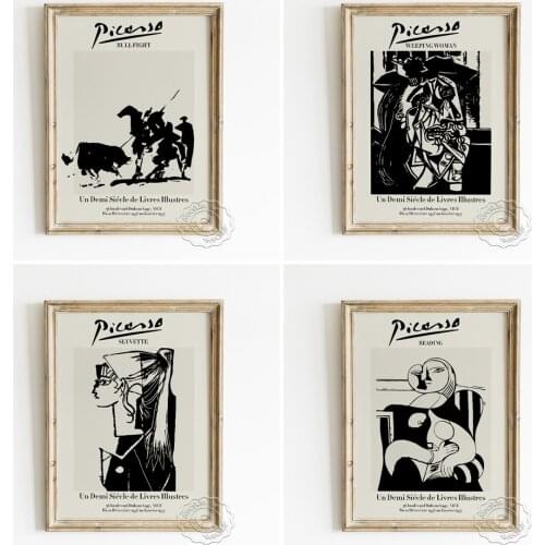 Pablo Picasso Black White Exhibition Museum Poster, Portrait Of Sylvette David Art Prints, Reading Cubism Wall Picture Wall Art