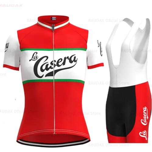 Competition Spain La Casera 2021 Team Retro Cycling Jersey Unisex Red Summer Set Triathlon Jersey Outfit Maillot Ciclismo Mujer