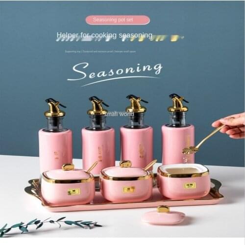 Ceramic kitchen seasoning bottle storage tank oil pot household jars with lid kitchen storage container kitchen canister sets