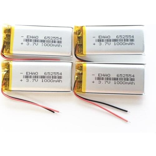 4 pcs EHAO 652554 3.7V 1000mAh Lithium Polymer LiPo Rechargeable Battery For Mp3 PAD DVD E-book bluetooth headset