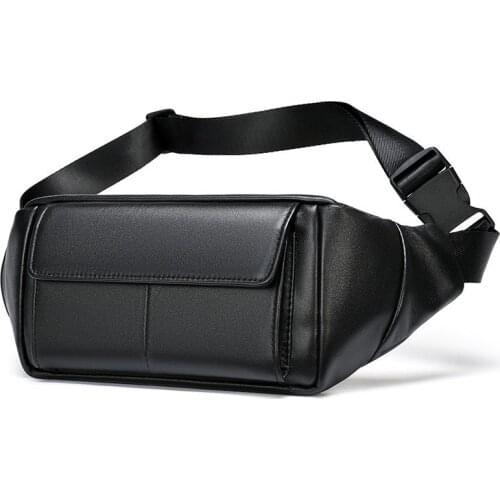 Men Chest Bag Genuine Leather Cowhide Vintage Casual Belt Travel Cell/Mobile Phone Sling Chest Belt Pouch Fanny Pack Waist Bag