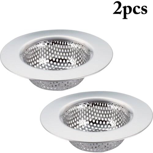 2Pcs Sink Strainer Stainless Steel Mesh Sink Strainer Trap Bath Hair Drain Hole Bathtub Wash Basin Sundries Filter Kitchen Tools
