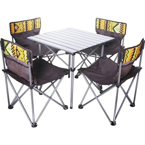 Folding Camping Outdoor Table and Chairs Five Set Portable Picnic Beach Patio Travel Table Chair Set with Carrying Bag
