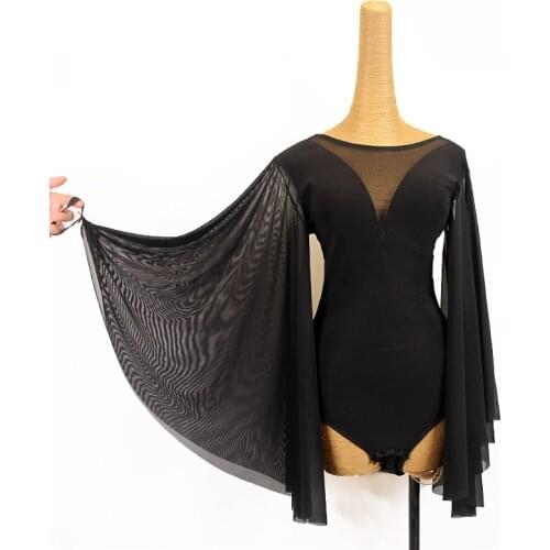 Latin Dance Tops Female Adult Gauze Big Sleeve Practice Jumpsuit Professional Modern Ballroom Dance Competition Clothing DQL5853