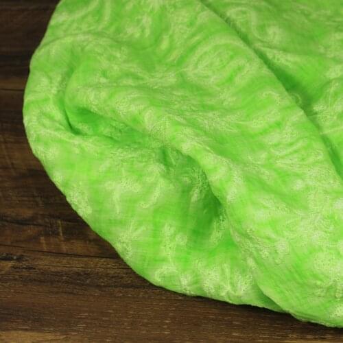 High quality pure ramie fabric Grass-green embroidery tissu High-end Gown Dress one-piece dress tissus