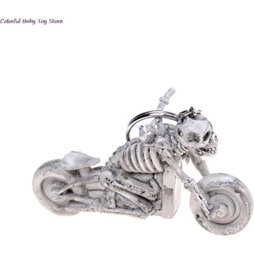 1PCS Novelty Skull Motorcycle Toy Gift Skull Keychain Vintage Rubber Devil Death Monster Pirate Trinket Motor Car Toy