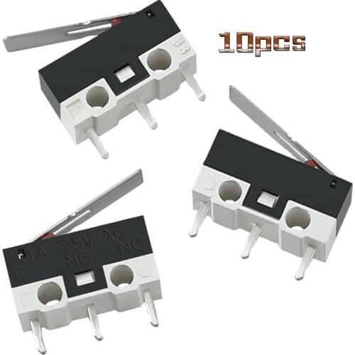 10pcs Limit Microswitch With Three Straight Legs Mouse Side Key Momentary Micro Limit Switch 1A/125VAC For Makerbot MK7/ MK8