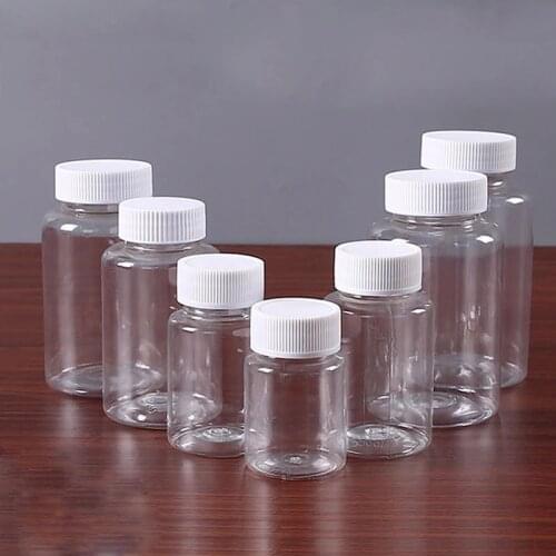 10Pcs Plastic PET Clear Empty Seal Bottles Solid Powder Medicine Pill Vial Container Container Reagent Packing Bottle