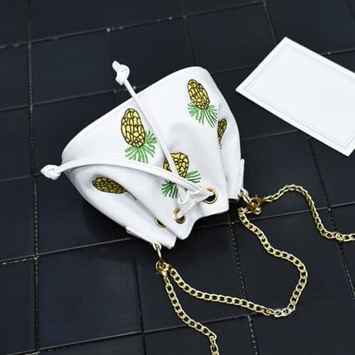 2018 Fashion Crossbody Bags for Women Mini Messenger Bag Chain Drawstring Thread Pineapple Pattern PU Leather Handbag Sac A Main