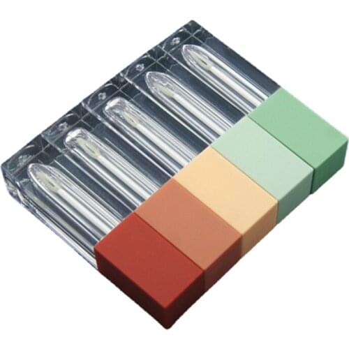 3ML Lipgloss Tubes Packaging Square Colorful Matte Cap Lipgloss Container Lip Glaze Refillable Lip Gloss Tube with Wand 10pcs
