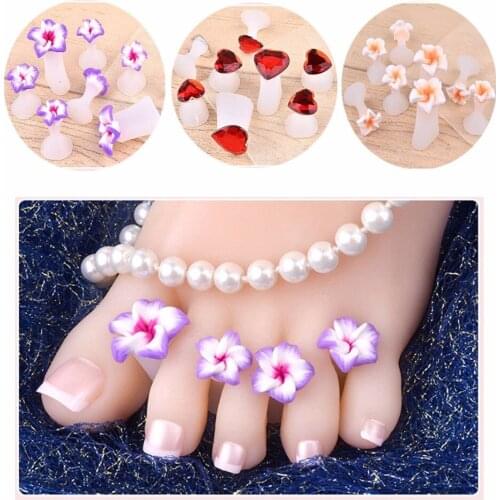8pcs/Set Silicone Toe Separator Sunflower Waterdrop Daisy Flower Design DIY Foots Toe Nail Art for Salon Use