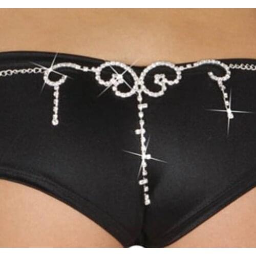 AINAMEISI Sexy Women Rhinestone Belly Slim Waist Chain Lower Back For Bikini Dangle Belly Bars Belly Button Body Jewelry