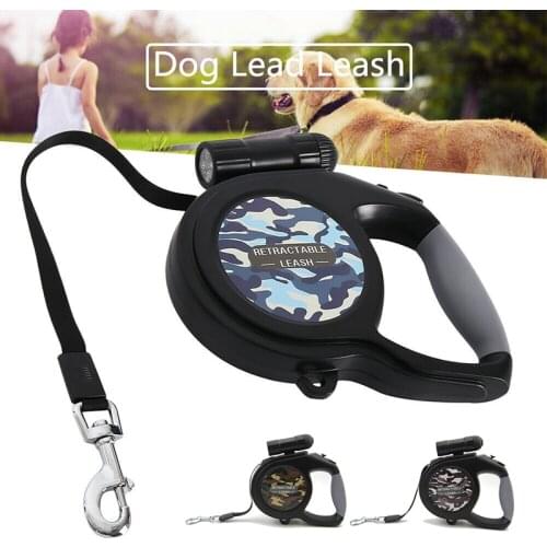 5M 8M Durable Dog Leash Automatic Retractable Dog Leash LED Flashlight Pet Leash For Puppy Medium Large Dogs with Garbage Bag