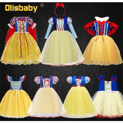 Christmas Children Cosplay Snow White Dress for Girls Cartoon Kids Clothes Tulle Ball Gown Princess Party Dress Cloak Wholesale